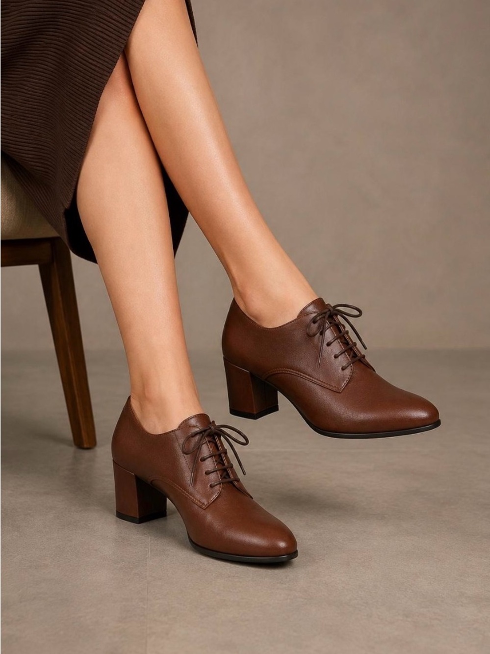 Vintage REGAL Tailored Brown leather Oxford heels size US 6.5/EU 37 Japan 23.5cm